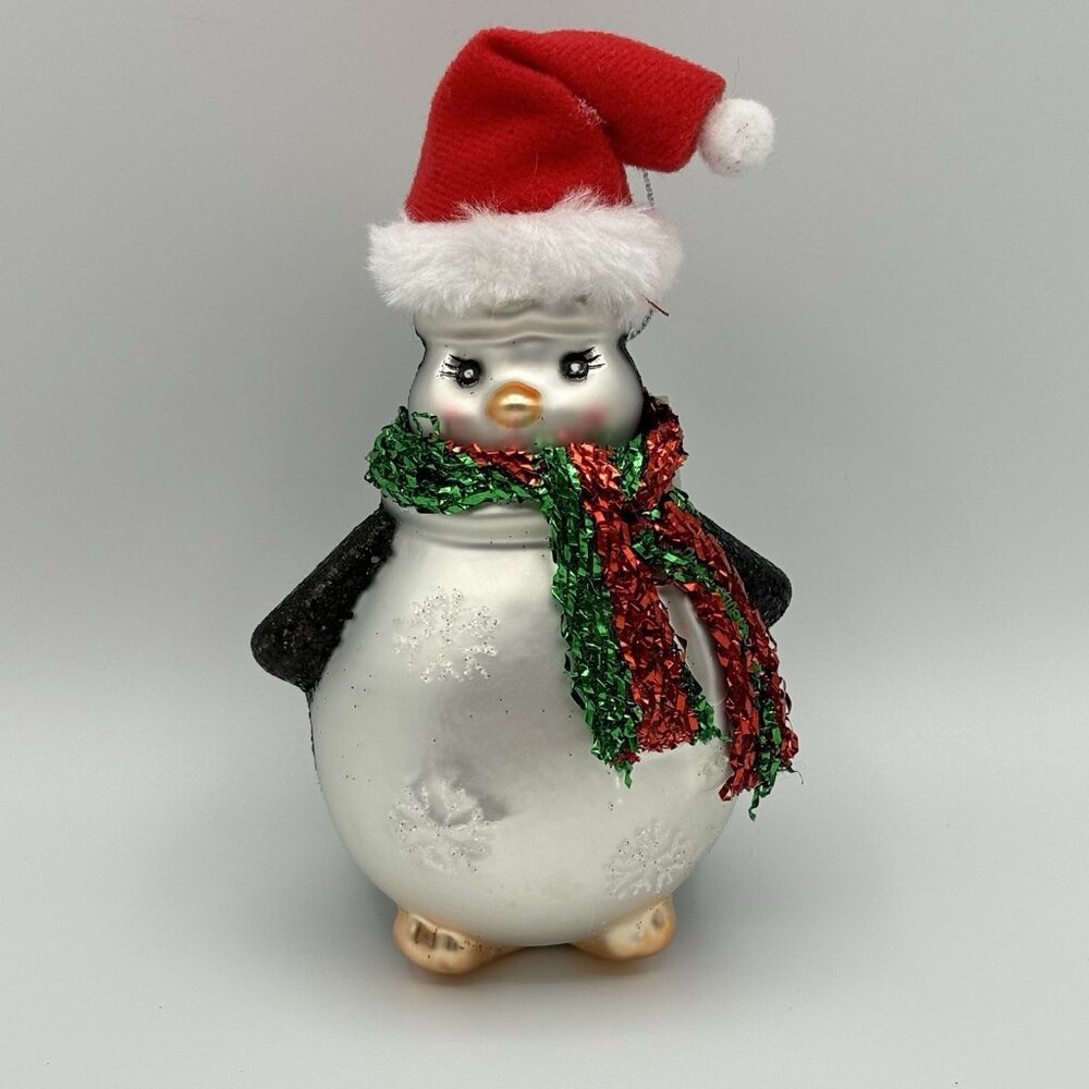 Macy’s Holiday Lane Glass Penguin Ornament Christmas Santa Hat Scarf Tree Decor
